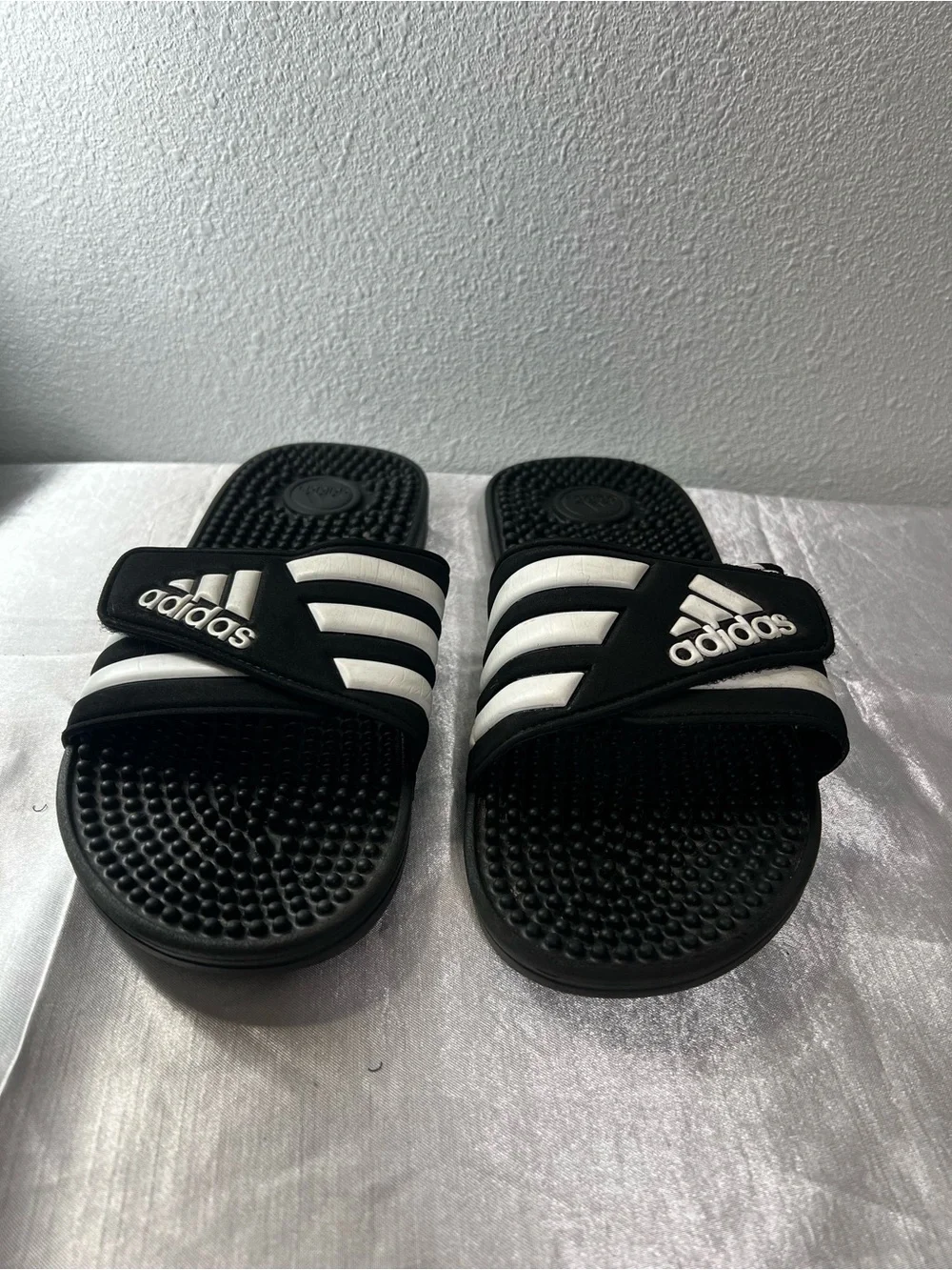 adidas Kids Black and White Adjustable Slide Sandals